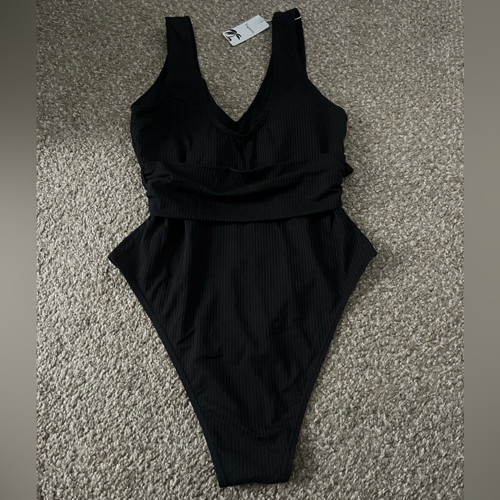 Black Ribbed One Piece - Picture 5 of 5